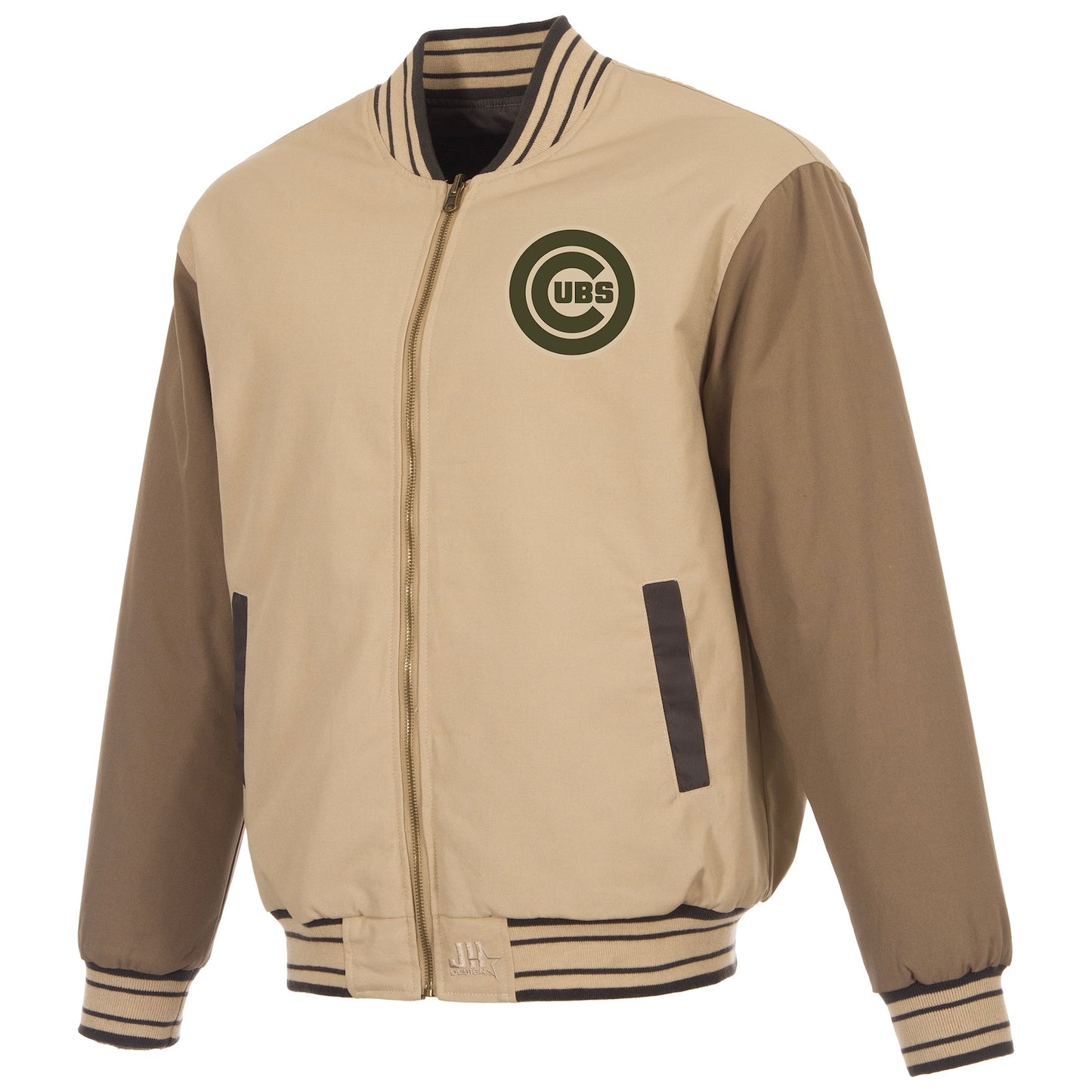 Chicago Cubs JH Design Tan Reversible Full Zip Jacket