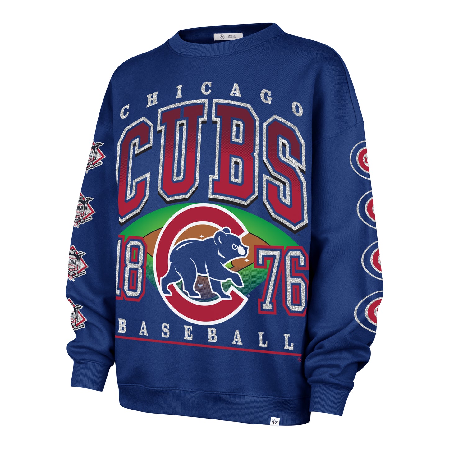 Chicago Cubs Ladies Royal Go Big Oversized '47 Crewneck Sweatshirt