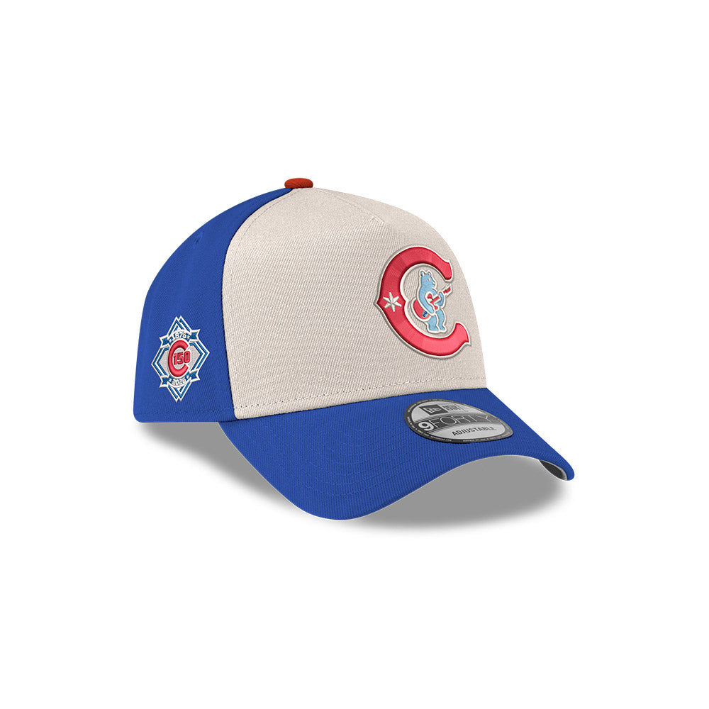 Chicago Cubs New Era 9FORTY A-Frame Chrome/Royal Alternate 150TH Anniversary Adjustable Hat