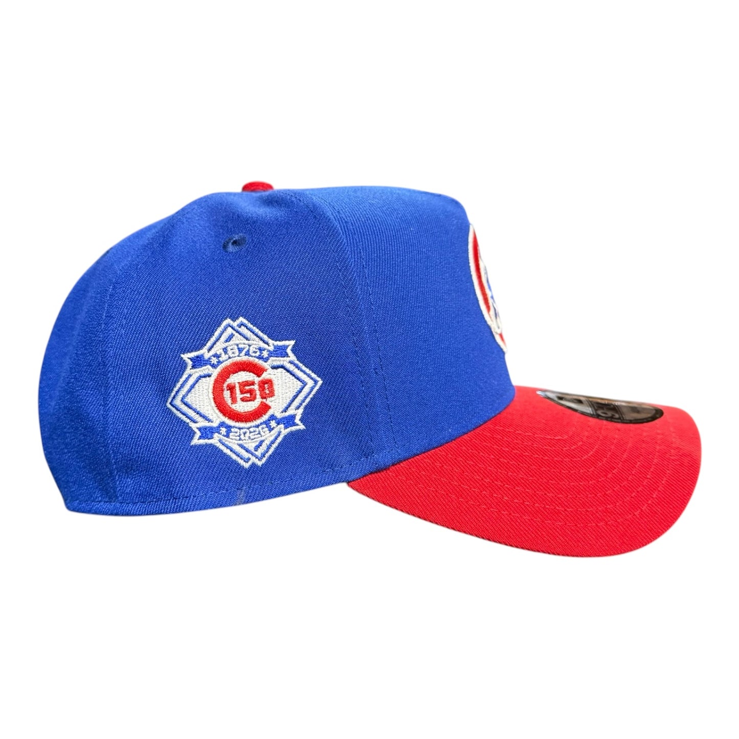 Chicago Cubs New Era 9FORTY A-Frame Royal/Red Crawl Bear 150th Anniversary Adjustable Hat