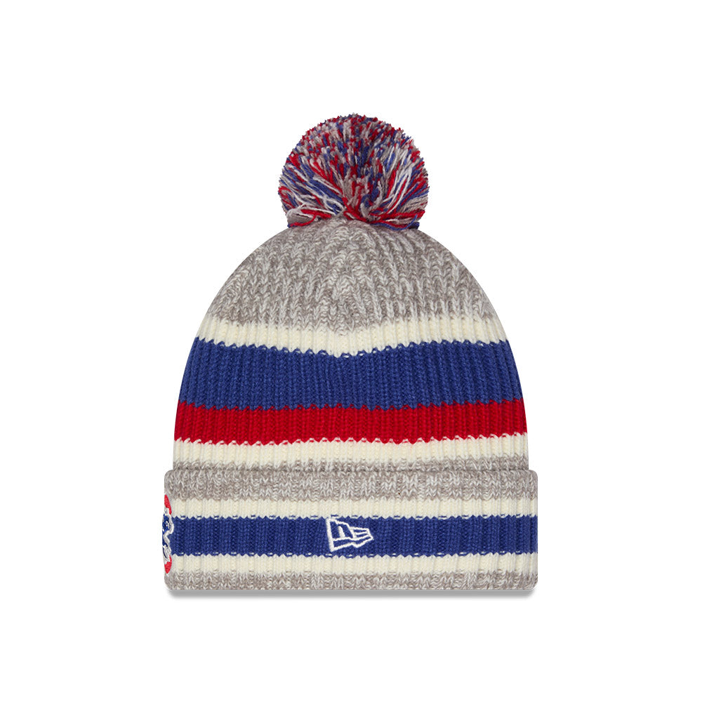 Chicago Cubs New Era Crawl Bear Striped Knit Beanie