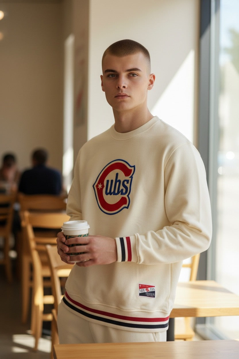 Chicago Cubs New Era Cream ALT 2 Crewneck Sweatshirt