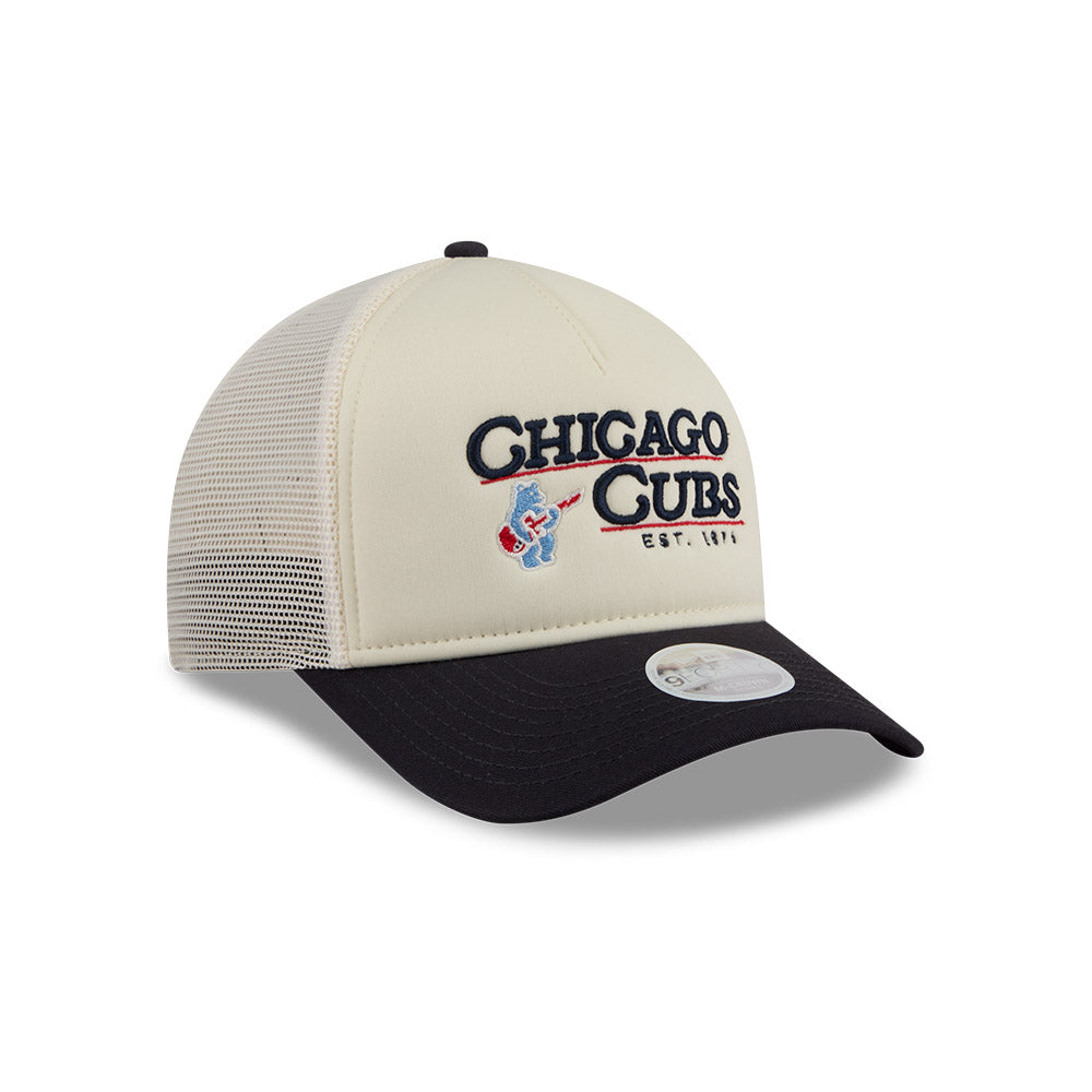 Chicago Cubs New Era Tan/Navy Retro Rock Bear 9FORTY A-Frame Adjustable Hat