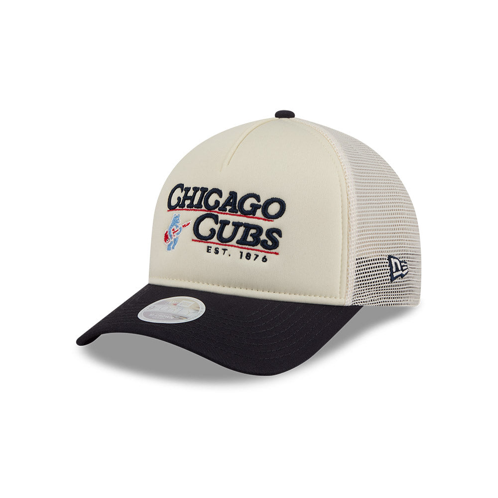Chicago Cubs New Era Tan/Navy Retro Rock Bear 9FORTY A-Frame Adjustable Hat