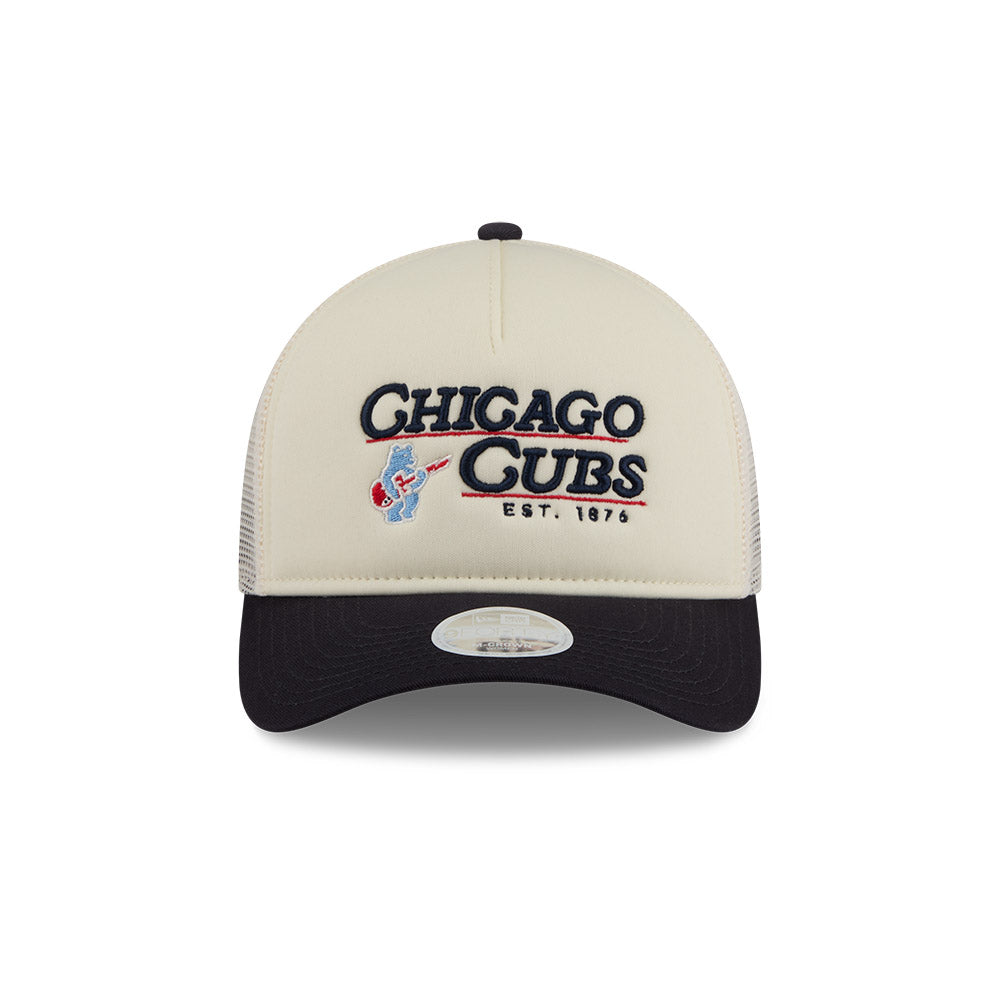 Chicago Cubs New Era Tan/Navy Retro Rock Bear 9FORTY A-Frame Adjustable Hat