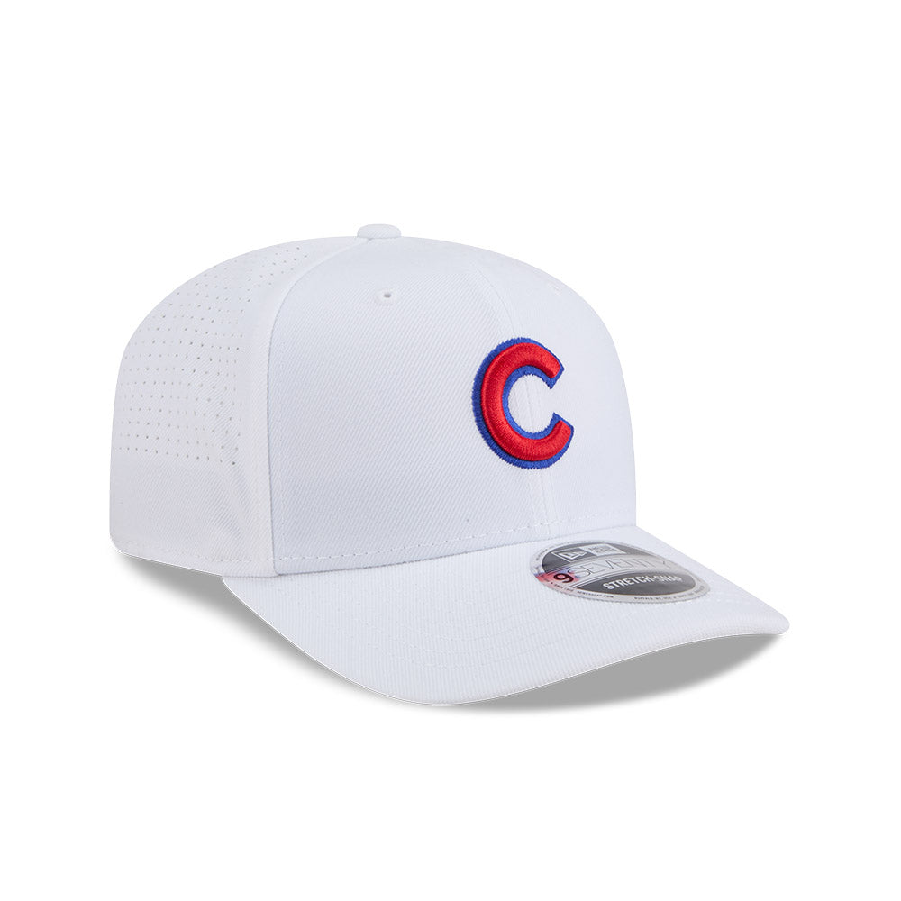 Chicago Cubs New Era White C 9SEVENTY EG Perforated Stretch-Snap Adjustable Hat