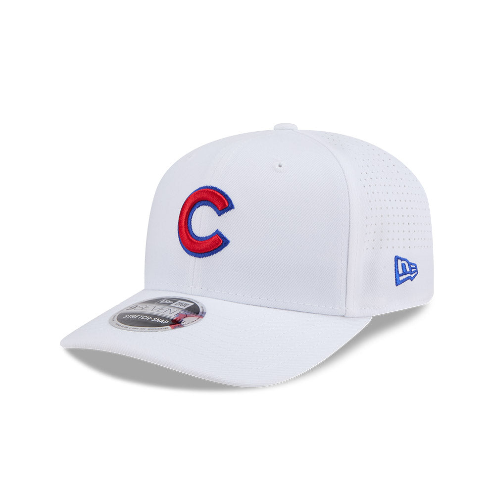 Chicago Cubs New Era White C 9SEVENTY EG Perforated Stretch-Snap Adjustable Hat