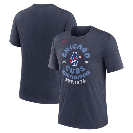 Chicago Cubs Nike Navy Heather Rock Bear Northsiders T-Shirt