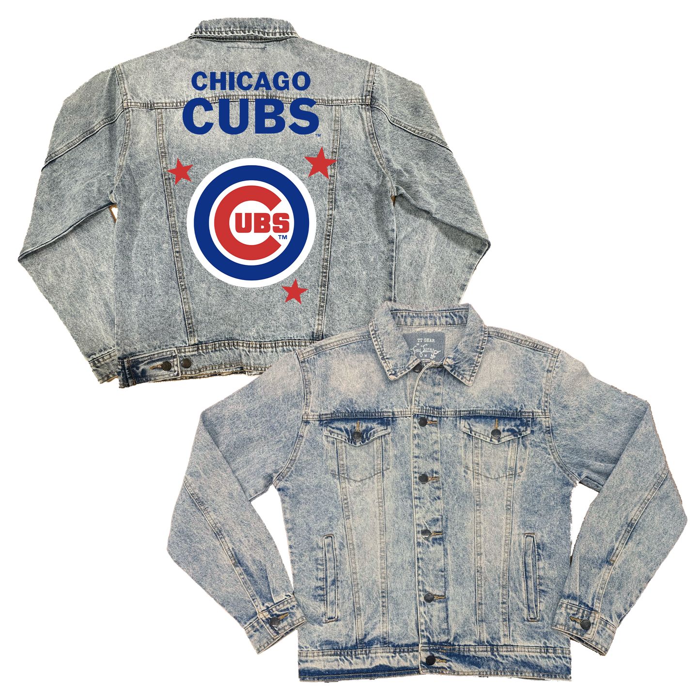 Chicago Cubs Tiny Turnip Women’s Logo Stars Blue Denim Jacket