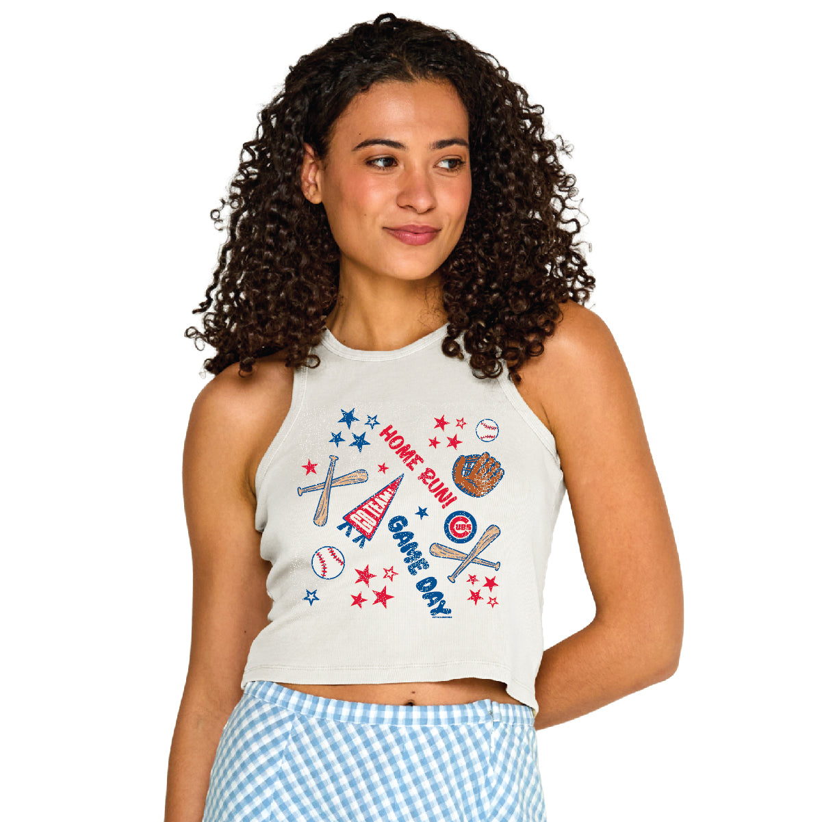 Chicago Cubs Soft as a Grape Women's White Soft Ribbed Tank Top