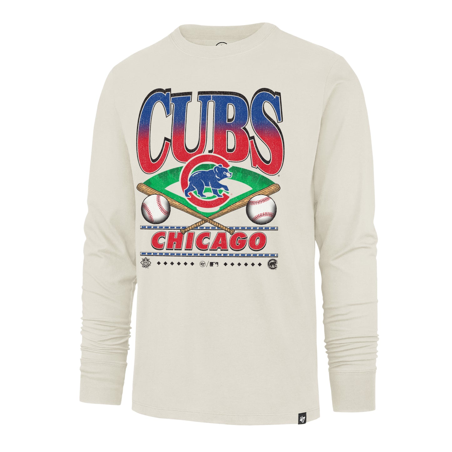 Chicago Cubs '47 Straight Shot Two Natural Long Sleeve T-Shirt