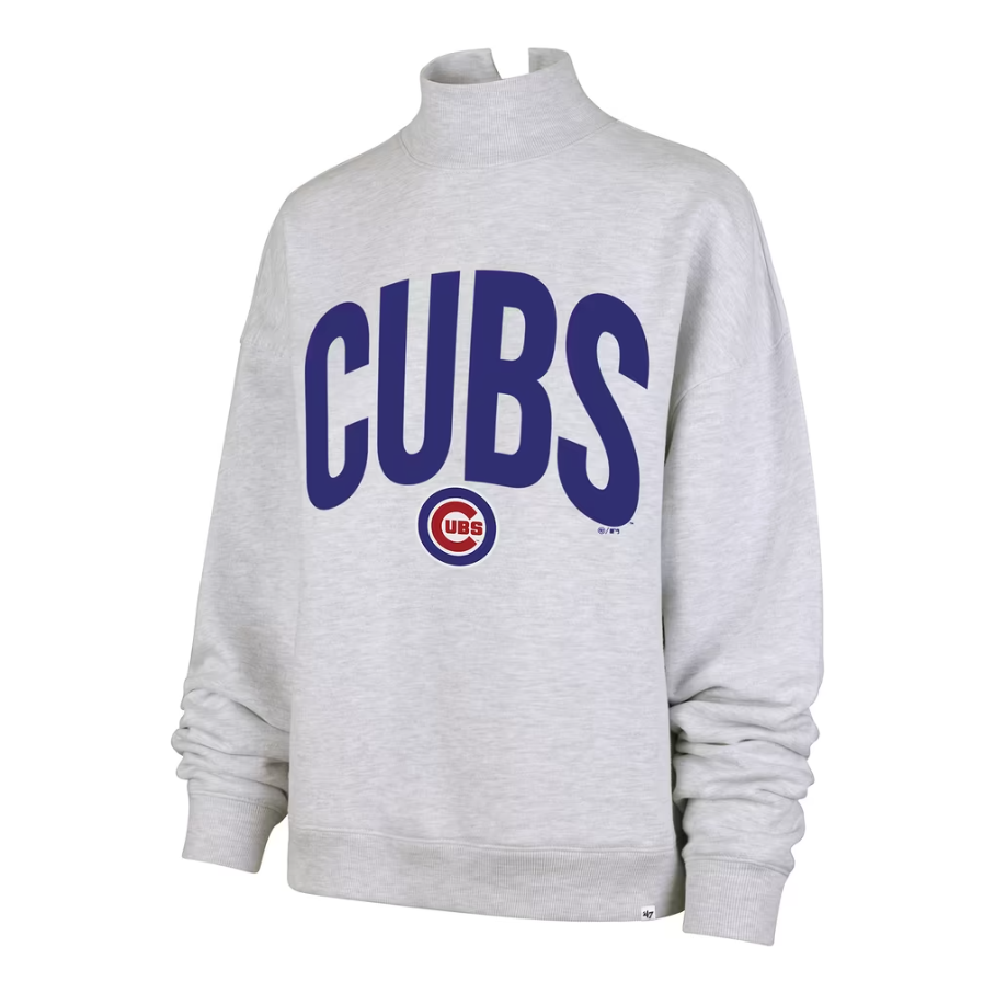 Chicago Cubs '47 Women's Subtle Muse Mock Neck Grey Pullover Sweatshirt
