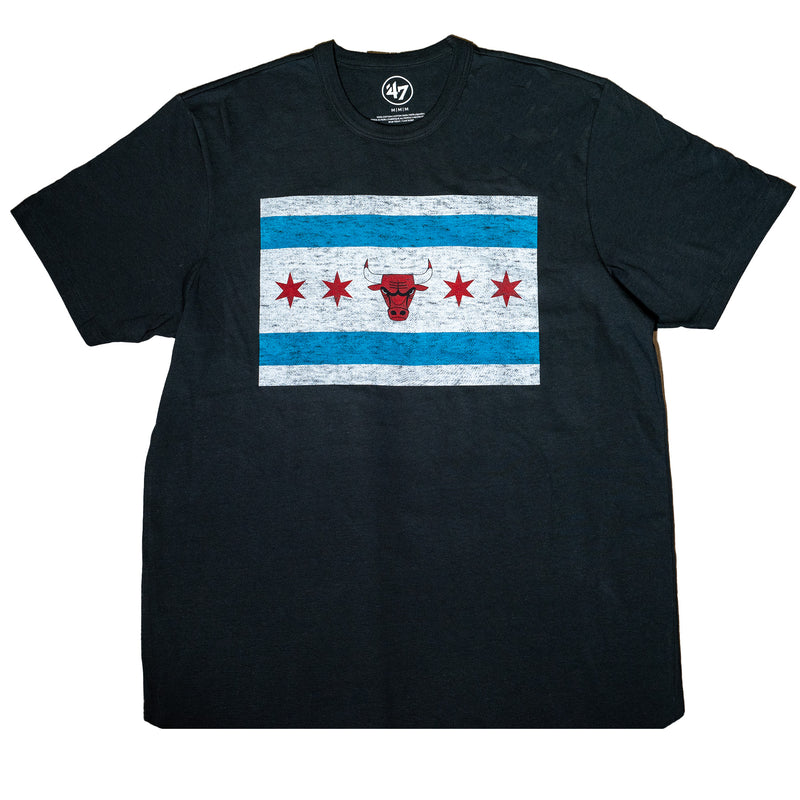 Chicago Bulls Chicago Flag Franklin Black T-Shirt