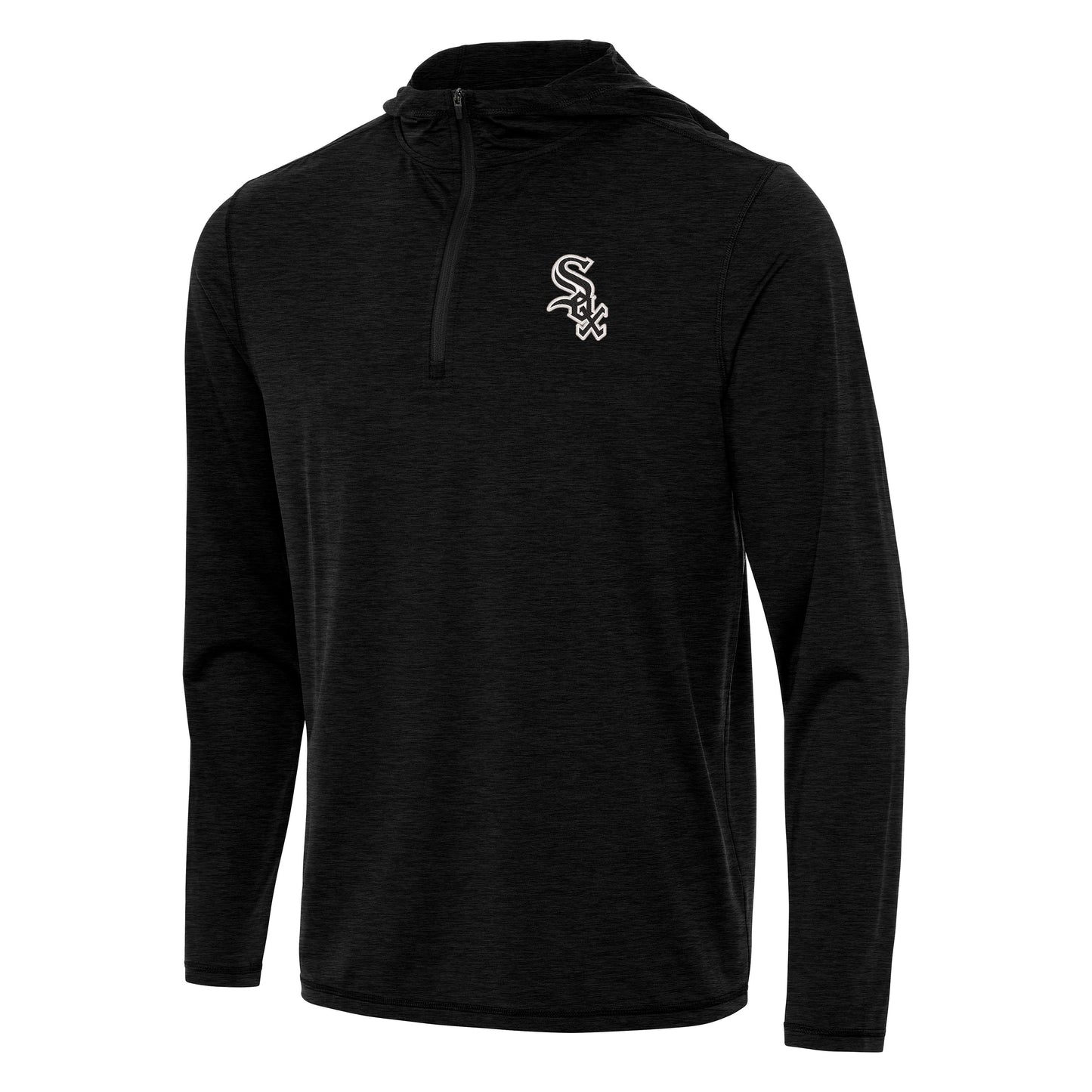 Chicago White Sox Antigua 1/4 Zip Tidy Black Pullover Hoodie