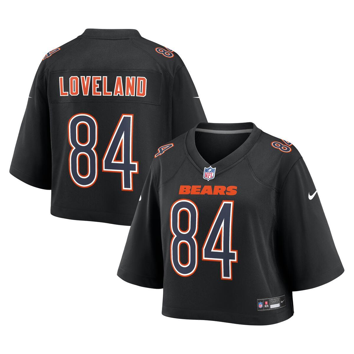 Colston Loveland #84 Chicago Bears Black Crop Fashion Jersey