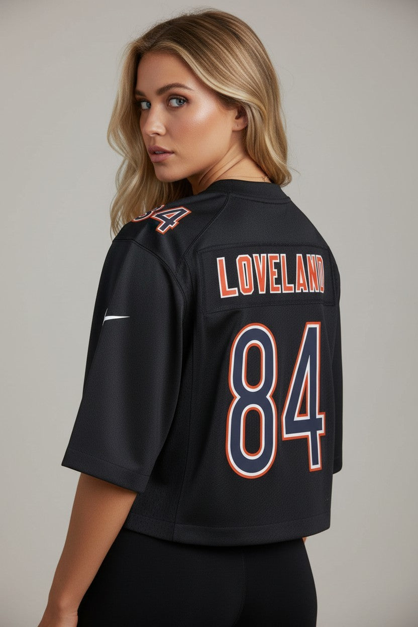 Colston Loveland #84 Chicago Bears Black Crop Fashion Jersey