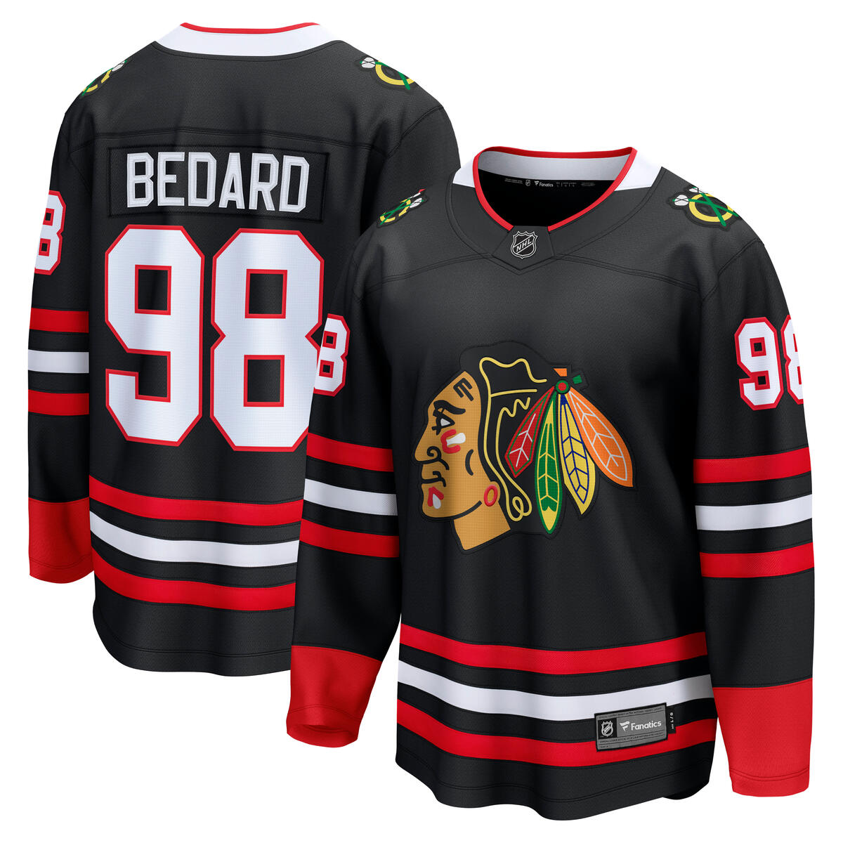 Connor Bedard Chicago Blackhawks Fanatics Black Alternate Breakaway Jersey