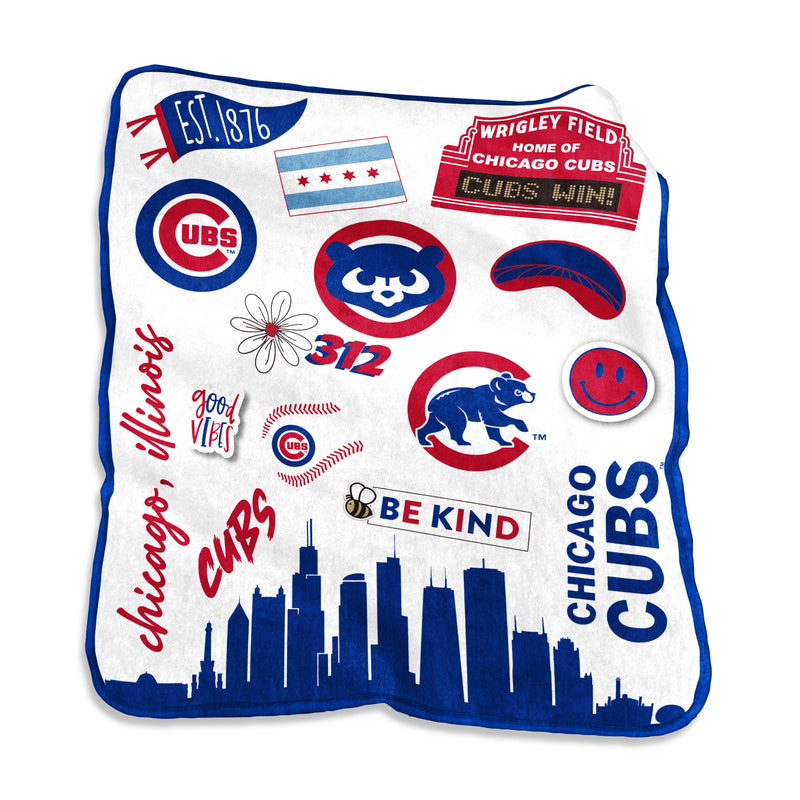 Chicago Cubs Native Design Raschel Blanket 50in. x 60in.