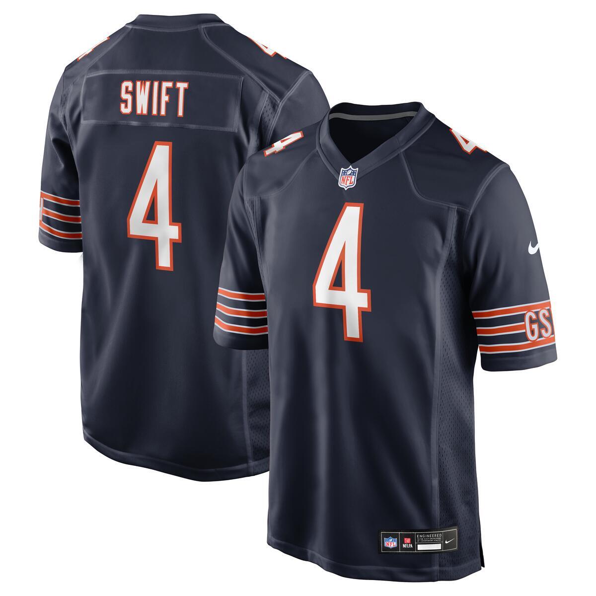 D'Andre Swift Chicago Bears Nike Navy Game Jersey