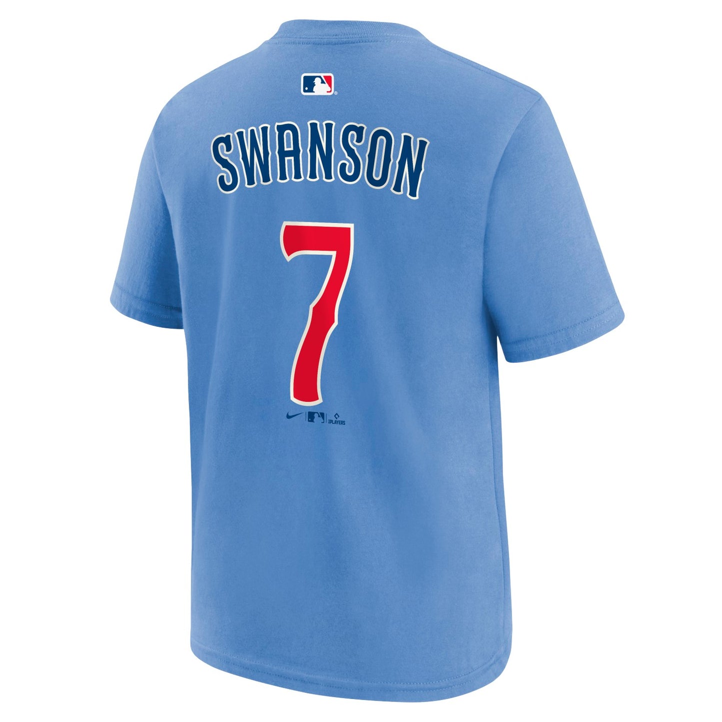 Dansby Swanson Chicago Cubs Alt 2 Baby Blue Youth Player T-Shirt