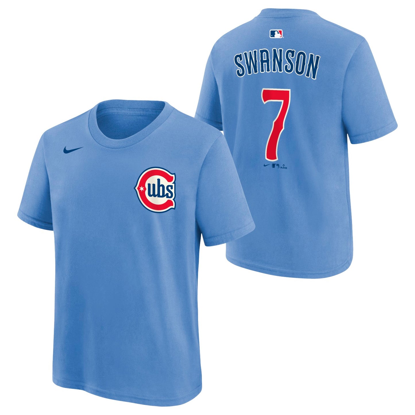 Dansby Swanson Chicago Cubs Alt 2 Baby Blue Youth Player T-Shirt