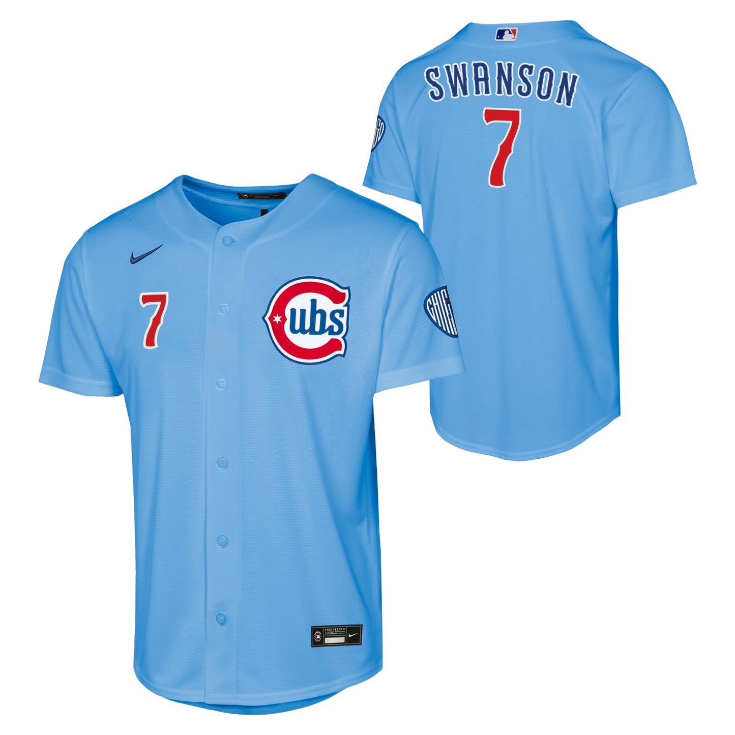 Dansby Swanson Chicago Cubs Nike Youth Alt 2 Baby Blue Jersey