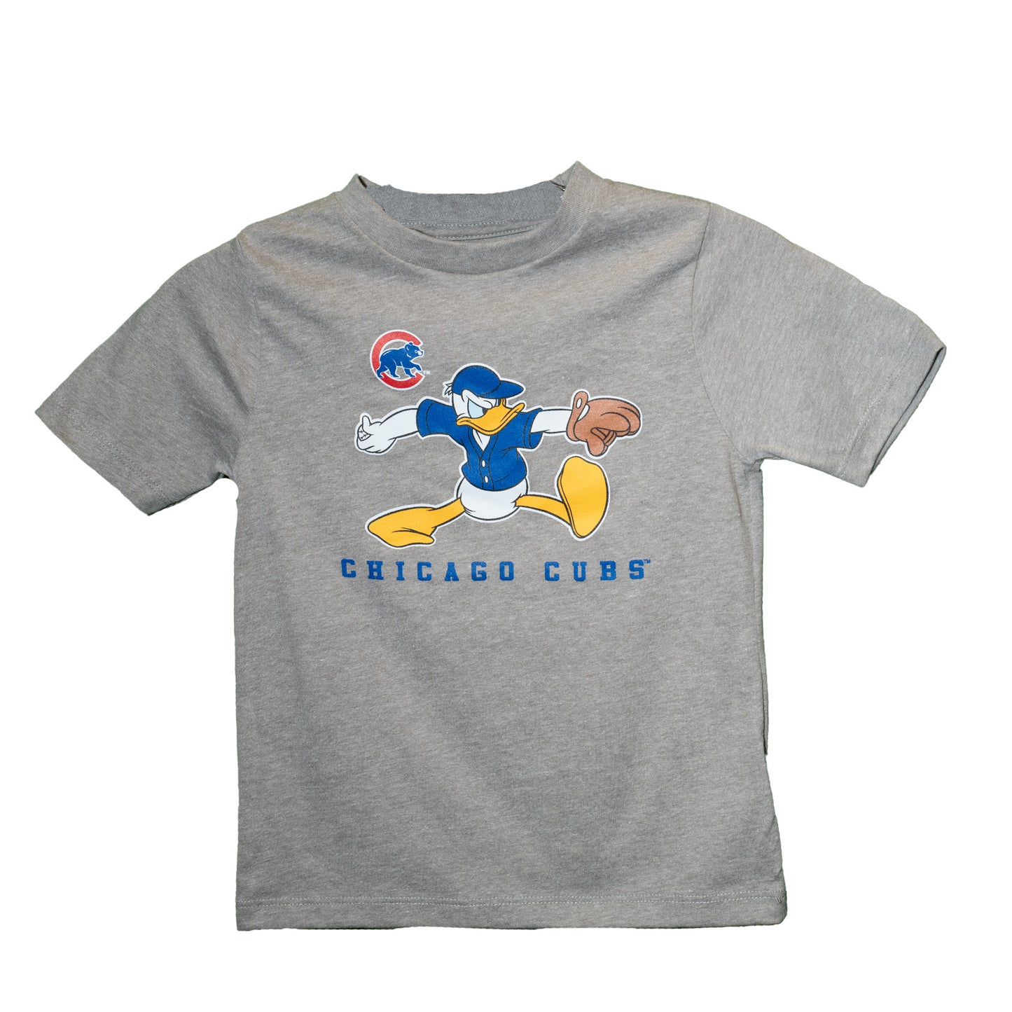 Chicago Cubs Disney Donald Duck Kids 4-7 Grey Pitching Tee