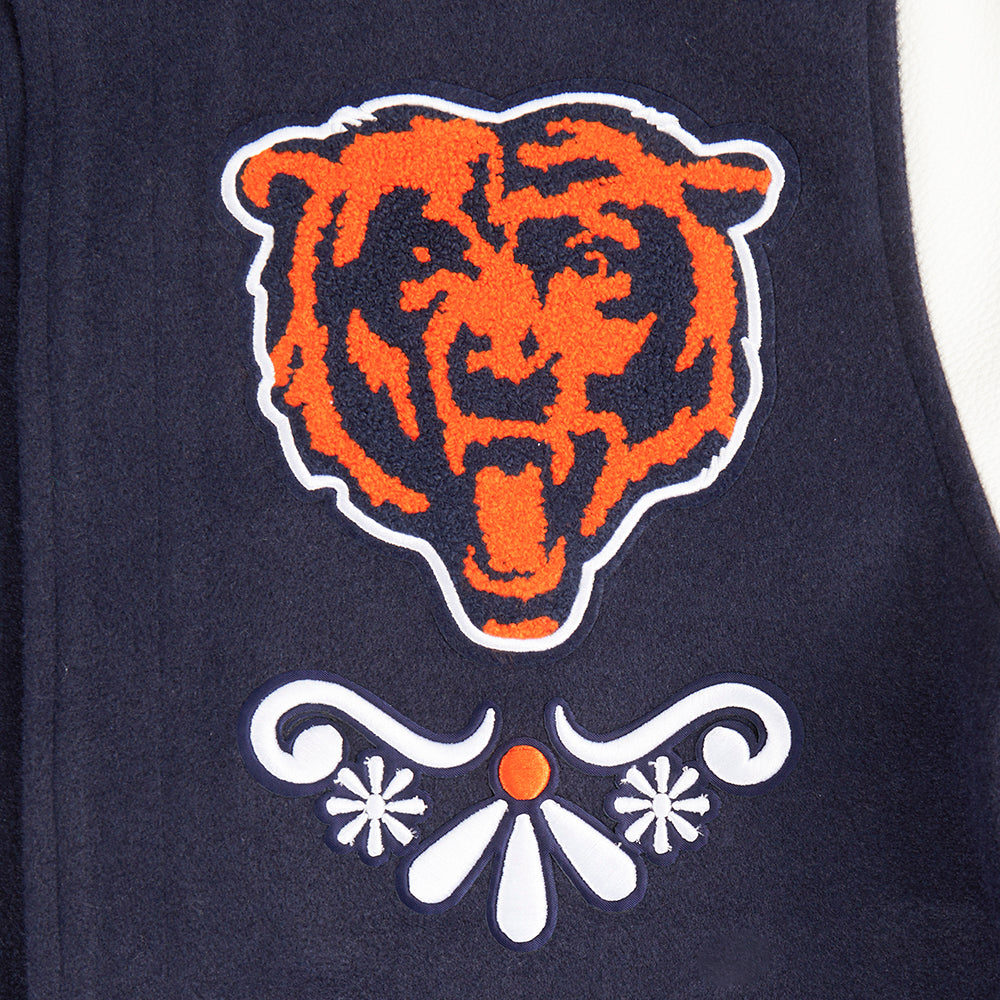 Chicago Bears Sugar Skull Dia De Los Muertos Rib Wool Varsity Jacket