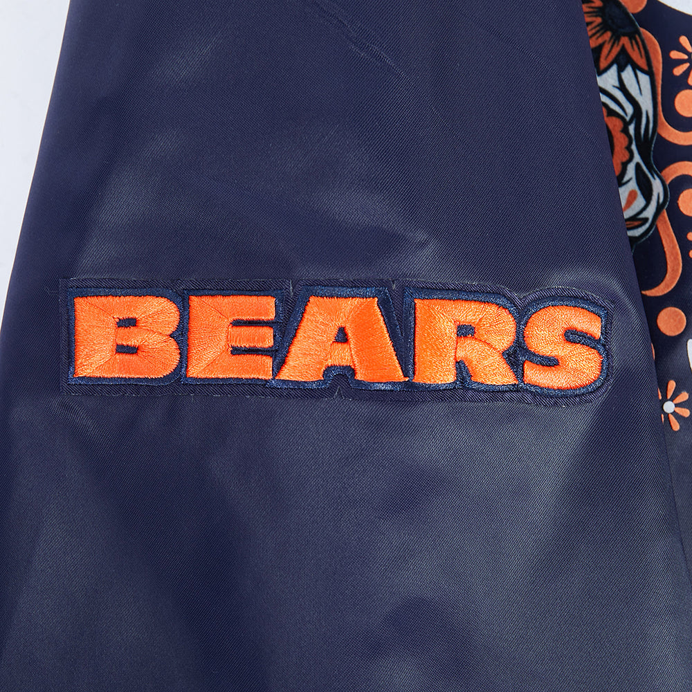 Chicago Bears Pro Standard Navy Dia De Muertos Eternal Skull Satin Jacket
