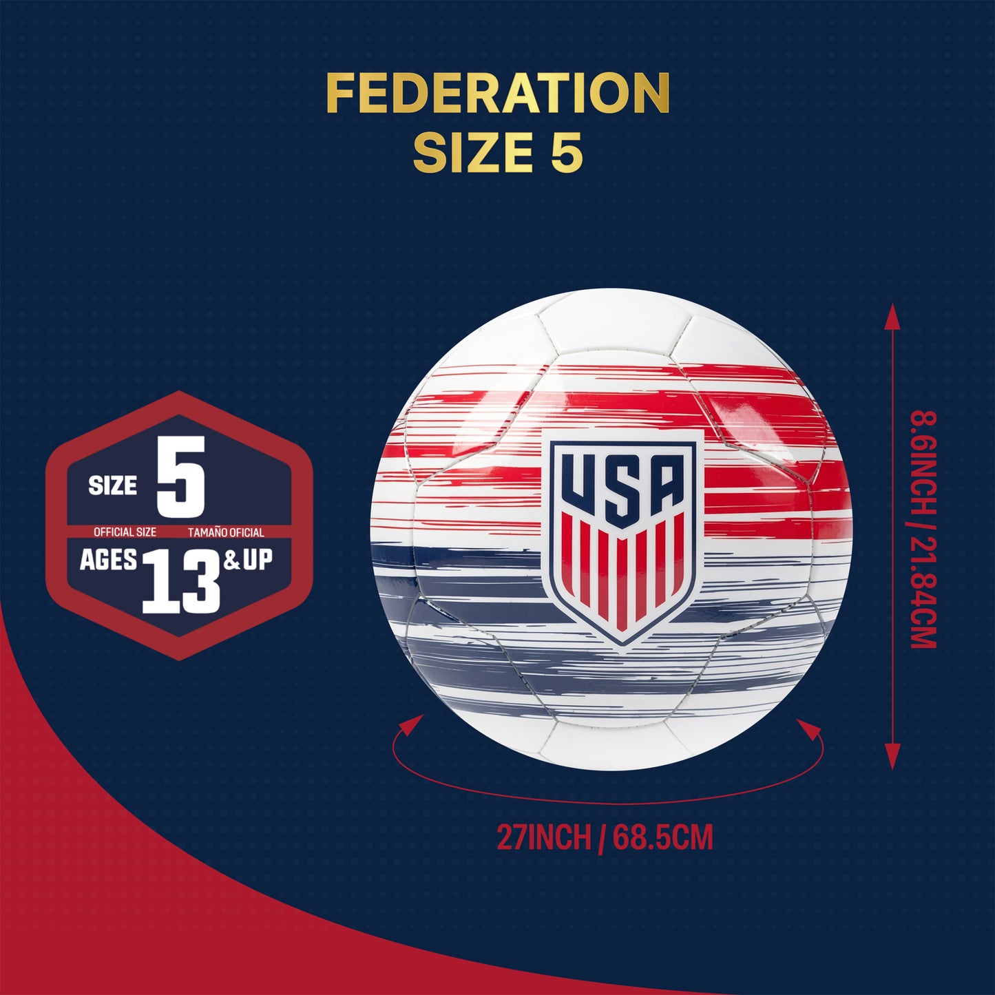 FIFA World Cup 2026 Red White and Blue United States Soccer Ball