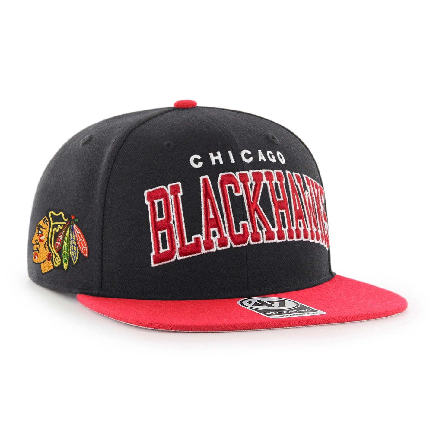 Chicago Blackhawks Black/Red '47 Captain Snapback Hat