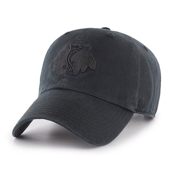 Chicago Blackhawks Black On Black '47 Adjustable Clean Up Hat