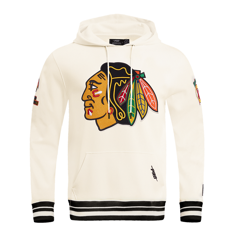 Chicago Blackhawks Cream Rib Fleece Hoodie