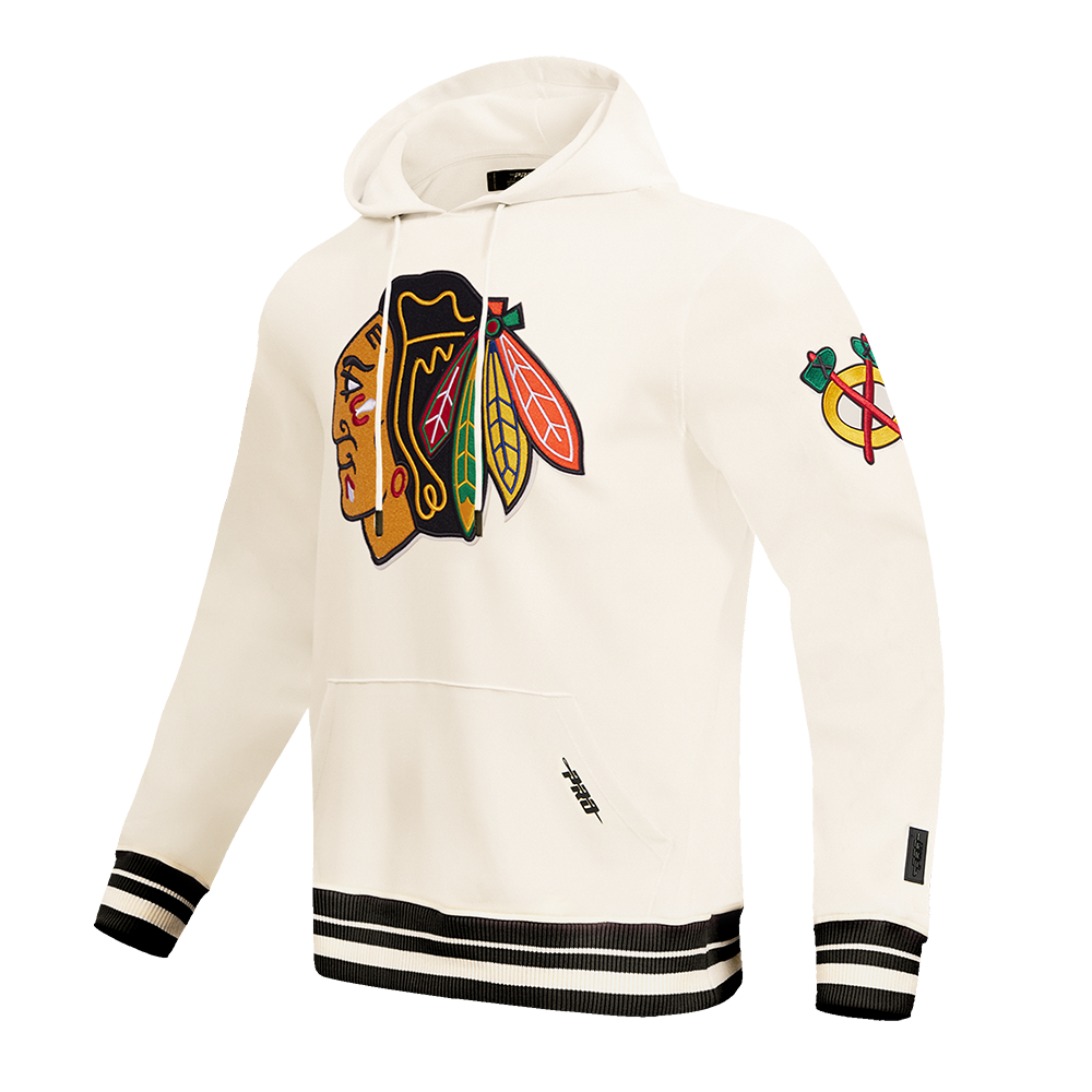 Chicago Blackhawks Cream Rib Fleece Hoodie