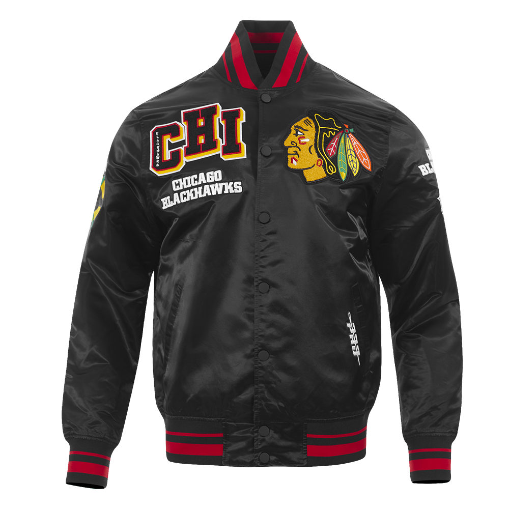 Chicago Blackhawks Black Satin Mash Up Jacket