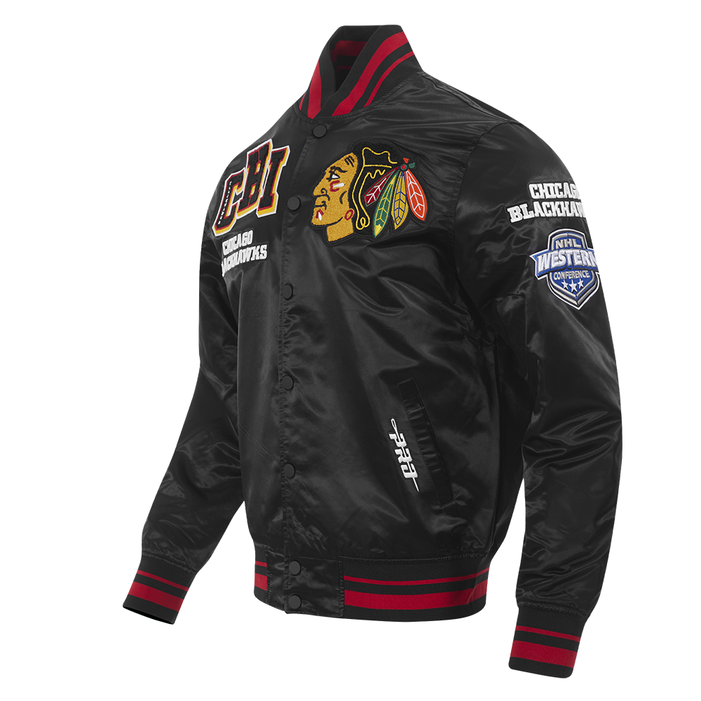 Chicago Blackhawks Black Satin Mash Up Jacket