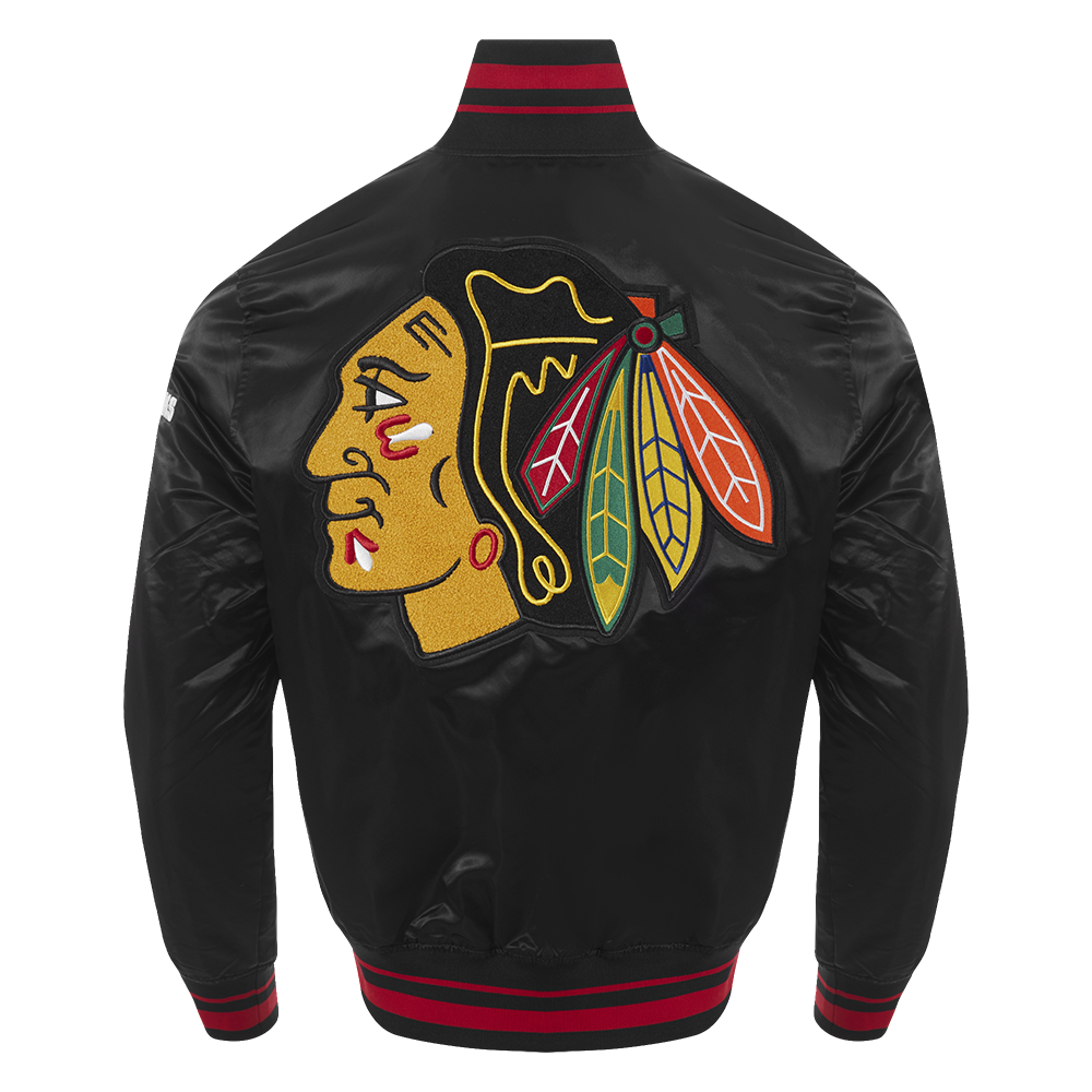 Chicago Blackhawks Black Satin Mash Up Jacket