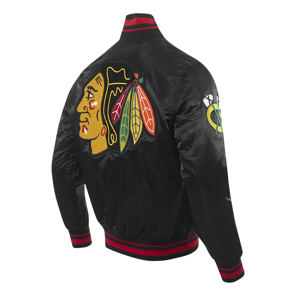 Chicago Blackhawks Black Satin Mash Up Jacket