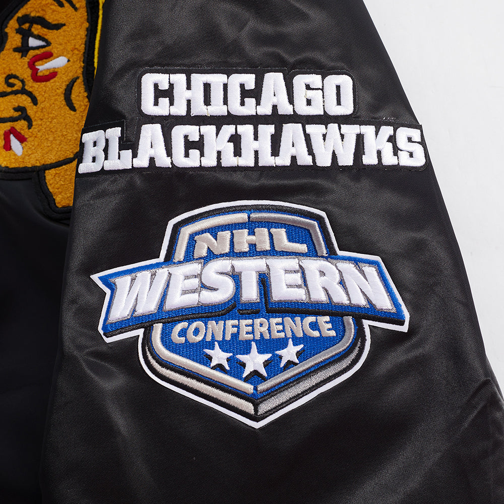 Chicago Blackhawks Black Satin Mash Up Jacket