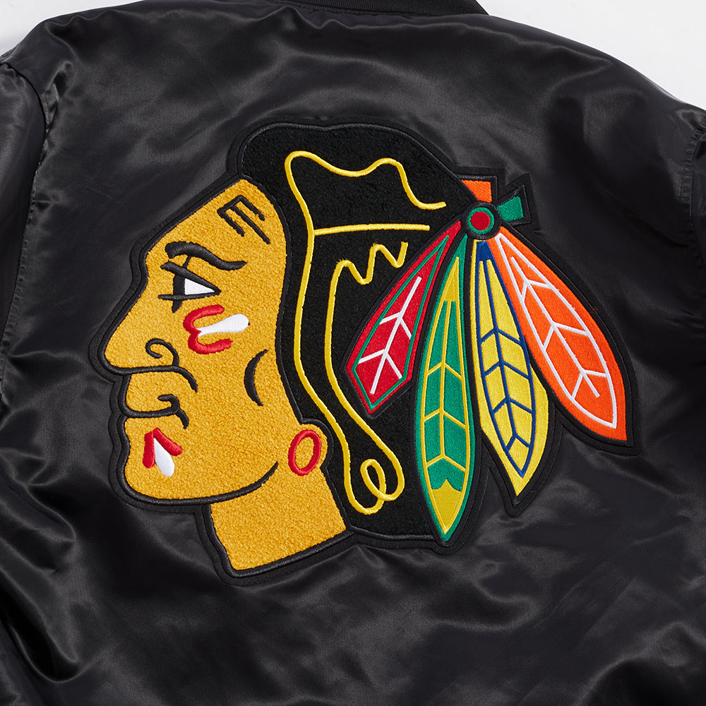 Chicago Blackhawks Black Satin Mash Up Jacket