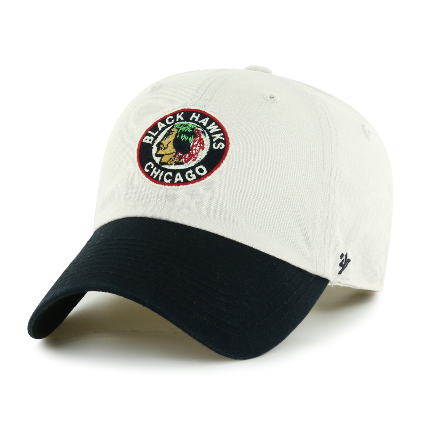 Chicago Blackhawks '47 Vintage Bone Sidestep Clean Up Adjustable Hat