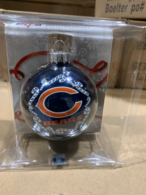 Chicago Bears Candy Cane Glass Ball Ornament