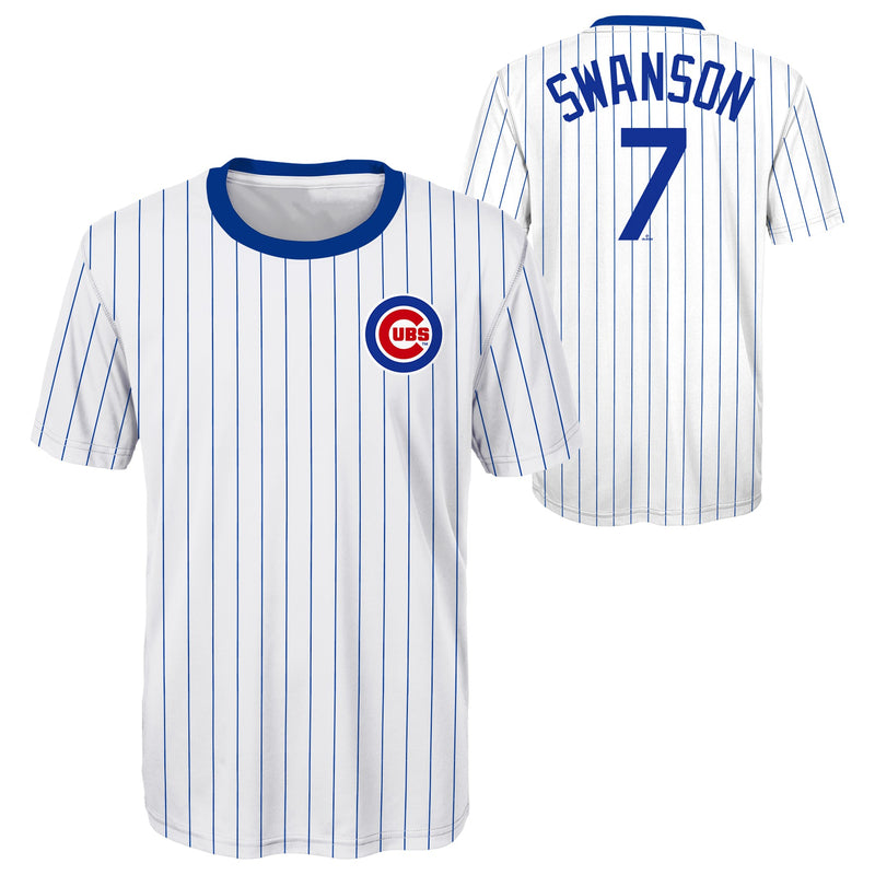 Dansby Swanson Chicago Cubs Sublimated Pinstripe Youth Tee