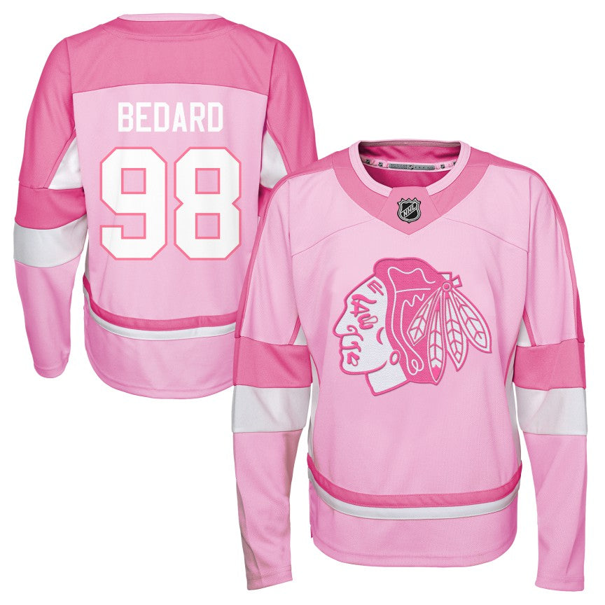 Connor Bedard Chicago Blackhawks Youth Pink Jersey