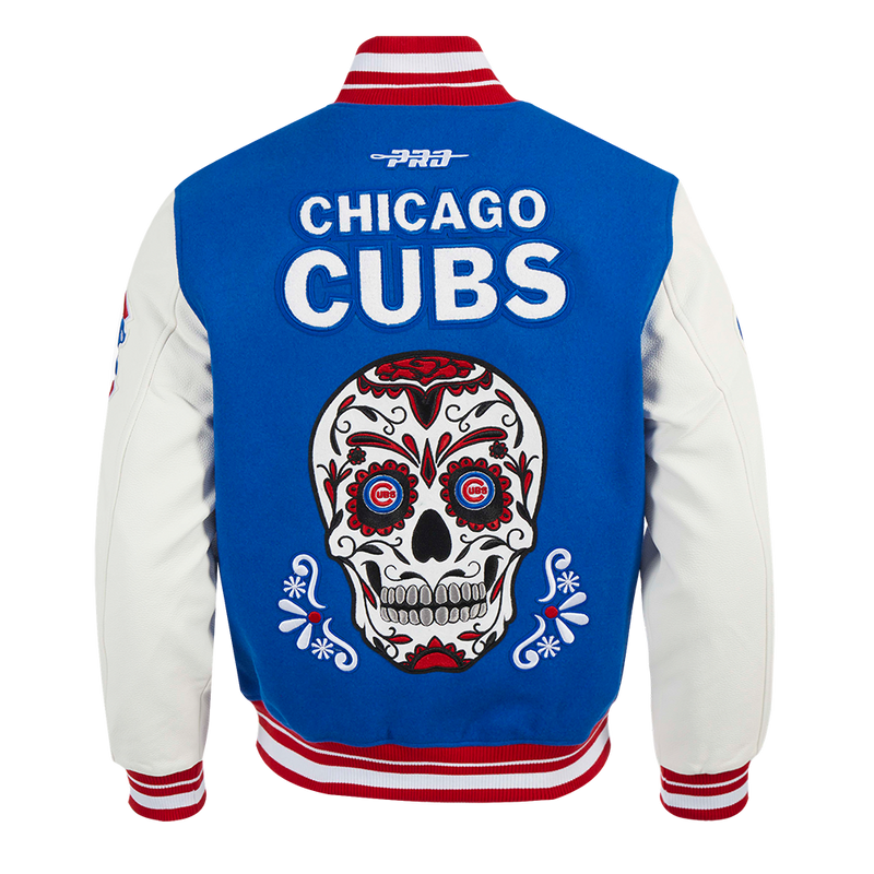 Chicago Cubs Sugar Skull Dia De Los Muertos Rib Wool Varsity Jacket