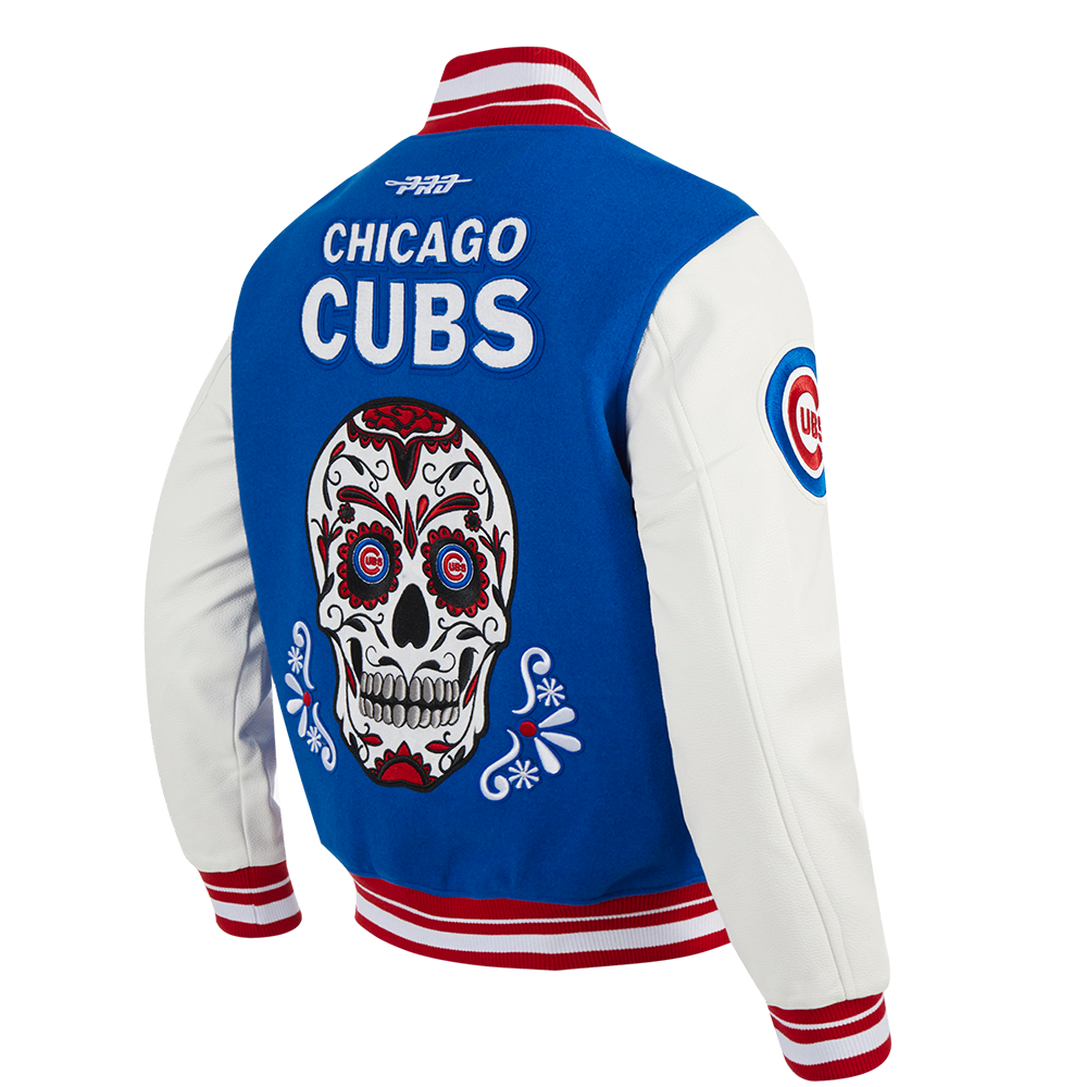 Chicago Cubs Sugar Skull Dia De Los Muertos Rib Wool Varsity Jacket