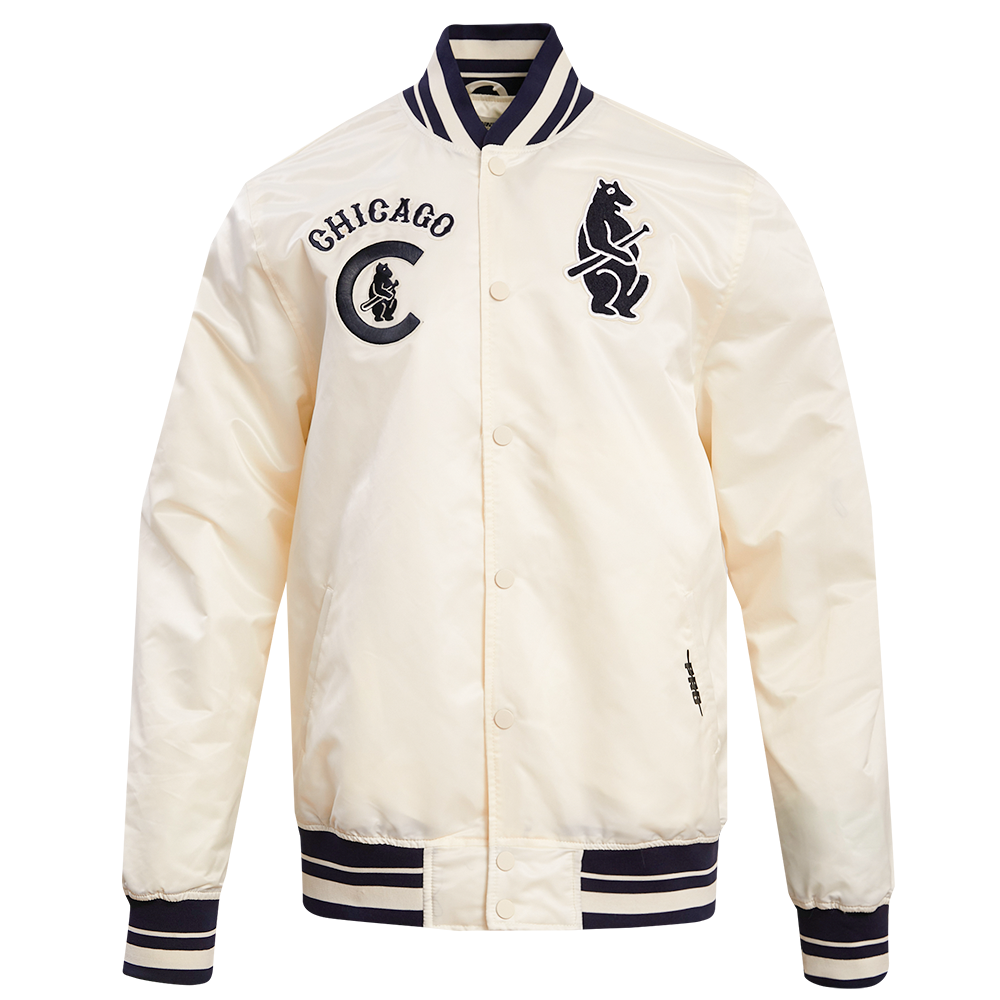 Chicago Cubs Cream Retro Classic Rib Satin Jacket