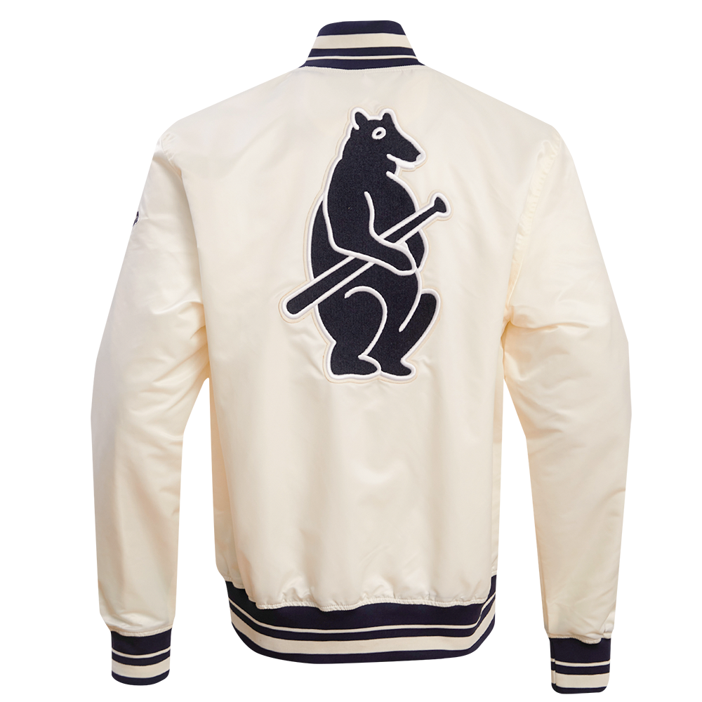 Chicago Cubs Cream Retro Classic Rib Satin Jacket