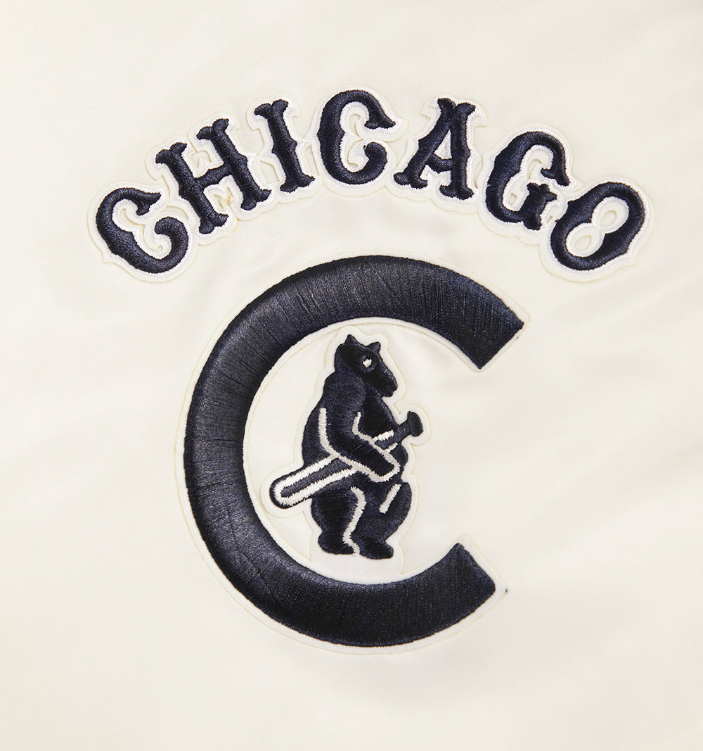 Chicago Cubs Cream Retro Classic Rib Satin Jacket