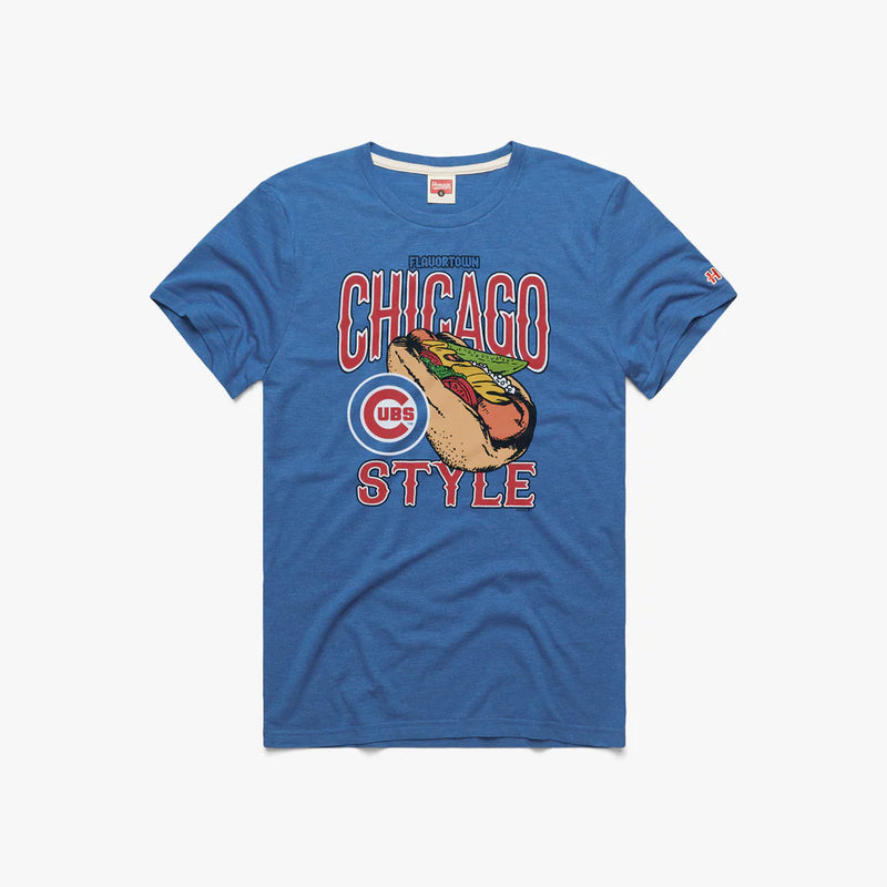 Chicago Cubs Royal Hot Dog Flavortown Guy Fieri Homage Tee